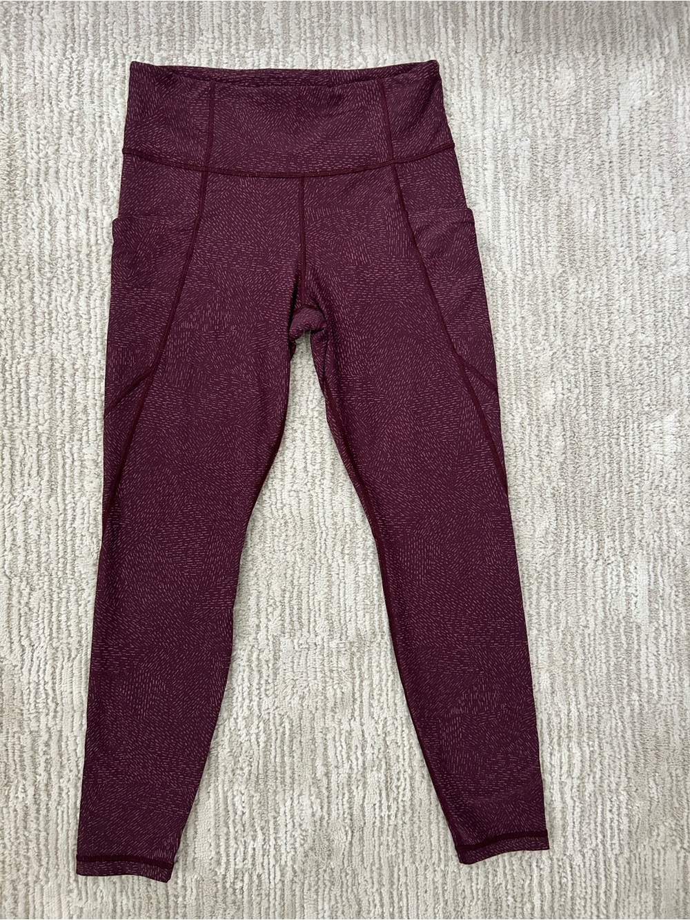 Athleta Girls Maroon Textured Leggings